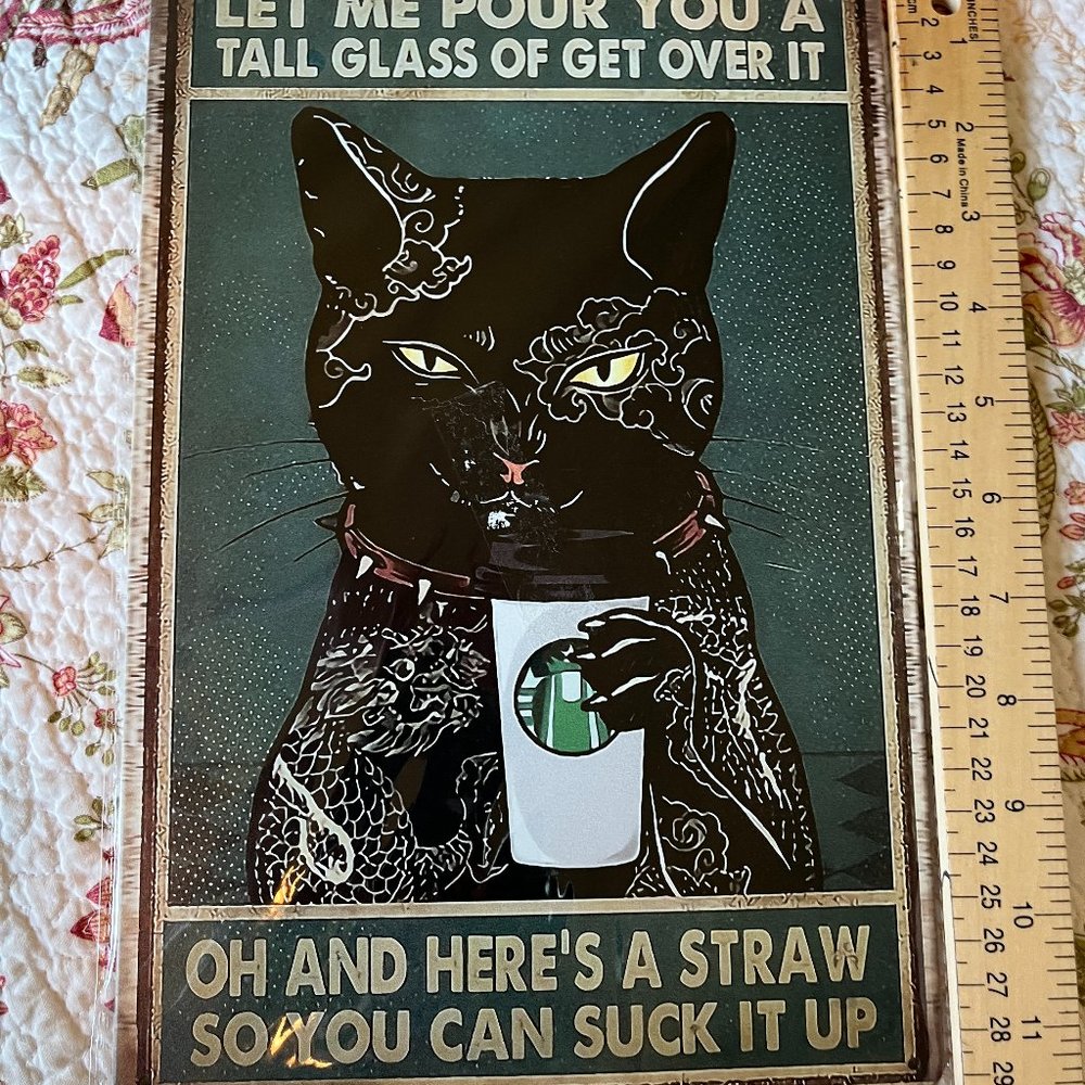 Metal Sign Retro Look Snarky Cat